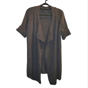 VINCE Short Sleeve Wool Drape Cardigan Sweater M Brown